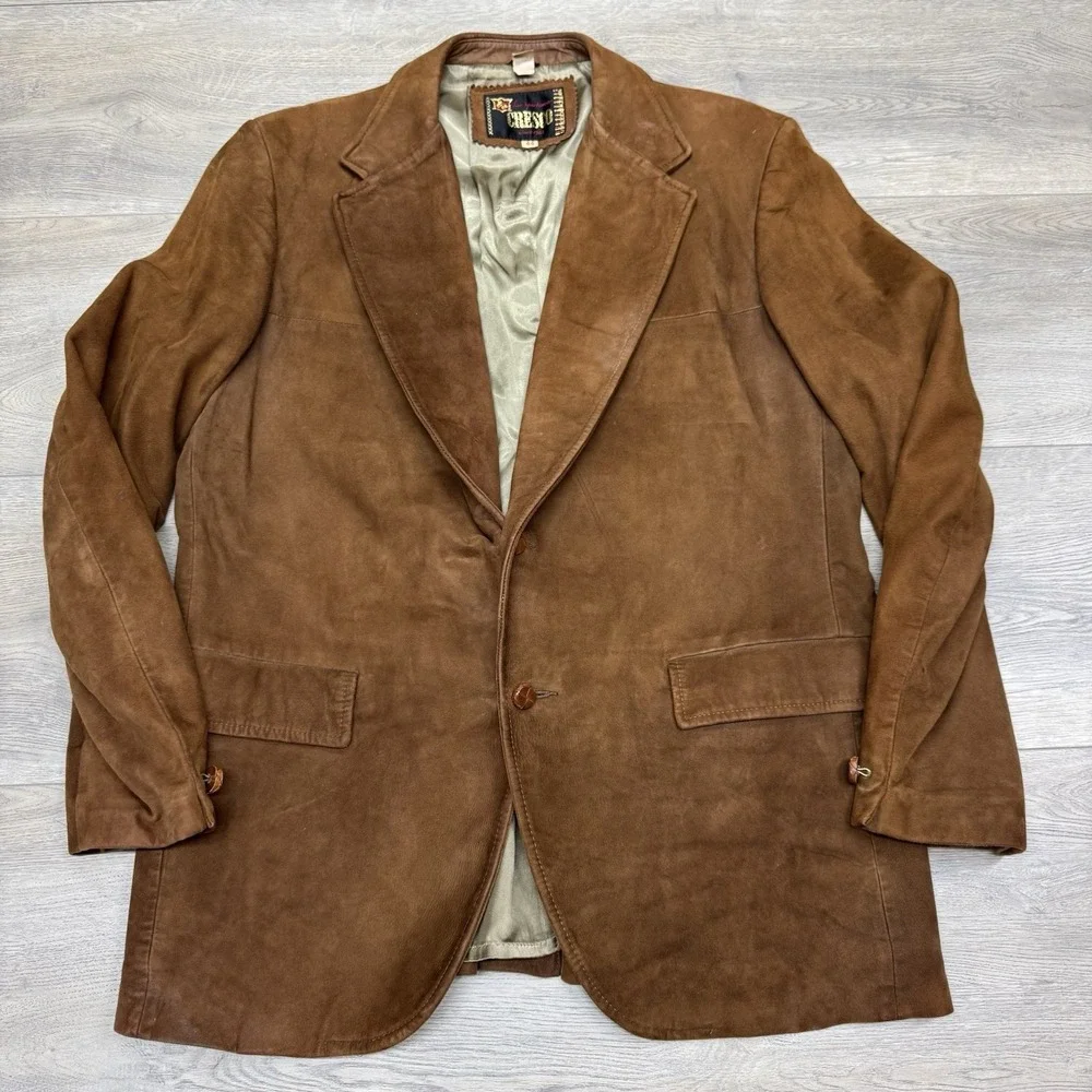 Vintage‎ Cresco Blazer Jacket Mens 44 FAIR Suede Leather Western Cowboy Rancher